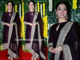 tamannaah purple velvet salwar kameez