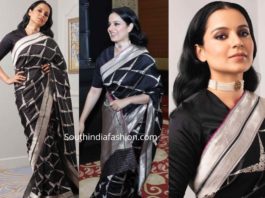 kangana ranaut black banarasi silk saree