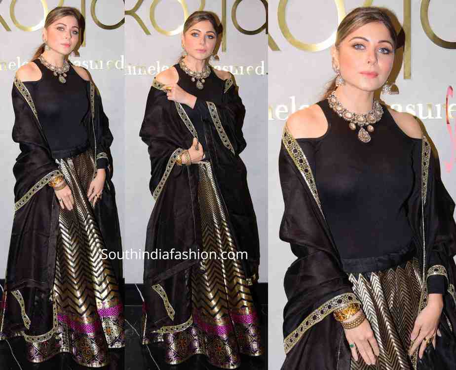 kanika kapoor black banarasi silk lehenga by ekaya (1)