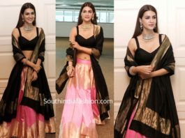 kriti sanon black pink lehenga panipat promotions