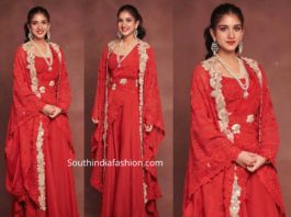 radhika merchant in red anamika khanna dress