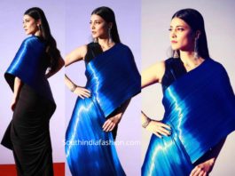 shruti haasan blue metallic saree