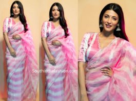 shruti haasan pink and white saree