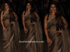 tanisha mukerji organza saree at diwali party 2019