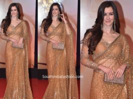 Giorgia Andriani in saree at dabangg 3 screening