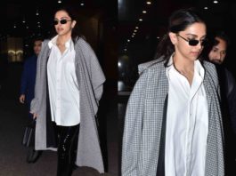 deepika padukone airport look black leather pants