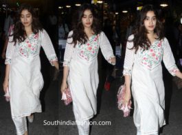 janhvi kapoor in casual white kurta palazzo