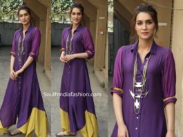 kriti sanon purple kurta panipat promotions