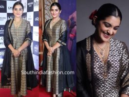 nivetha thomas in a black raw mango salwar kameez at darbar audio launch