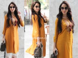 nora fatehi in yellow kurta and white palazzos