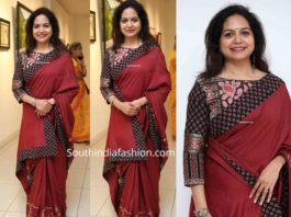 singer sunitha maroon saree