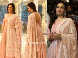 soundarya rajinikanth in peach anarkali at darbar audio launch