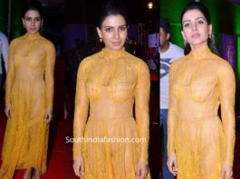 SAMANTHA AKKINENI IN TRANSPARENT YELLOW DRESS AT ZEE CINE AWARDS TELUGU 2020 (1)