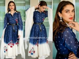 aditi rao hydari in blue and white palazzo suit