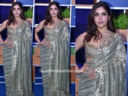 bhumi pednekar in a pastel green gota patti saree at amazon prime blue carpet event