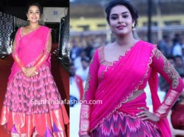 hari teja in pink half saree at sarileru neekevvaru pre release event