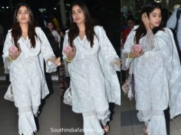 janhvi kapoor white palazzo suit