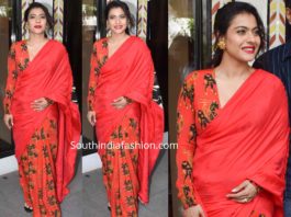 kajol in red saree at tanhaji promotions