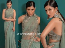 shruti haasan in green saree at zee cine awards tamil 2020