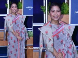 swetha tripathi in saree with jacket at amazon prime blue carpet event