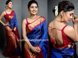 vani bhojan blue silk saree