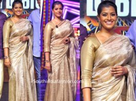 varu sarathkumar gold tissue saree colors kodeeswarudu