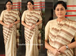 vijayashanti in striped jute saree