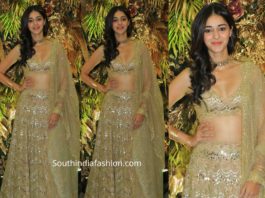 ananya panday in gold lehenga at armaan jain wedding