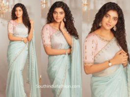 athulya ravi in blue organza saree