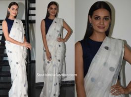 dia mirza in white saree at thappad promotions