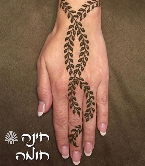 double leaf henna design for finger 