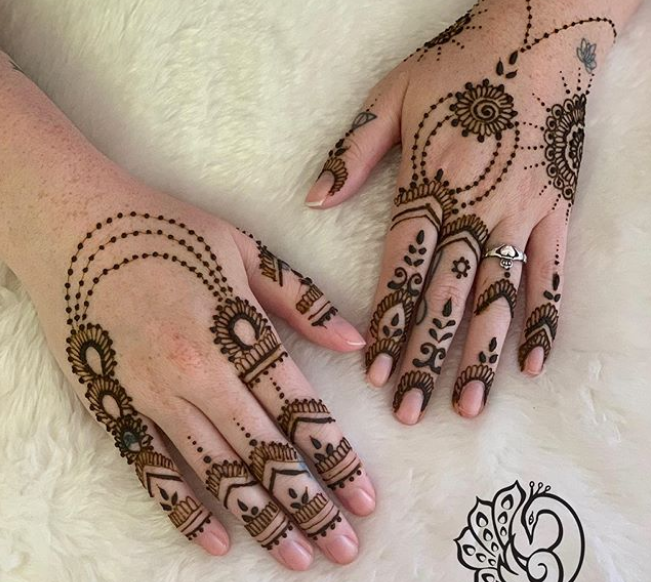 jewellery style mehndi design 2020 for fingers