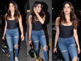 janhvi kapoor in jeans at a bday bash