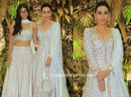 karisma kapoor in manish malhotra white anarkali at armaan jain wedding reception (2)