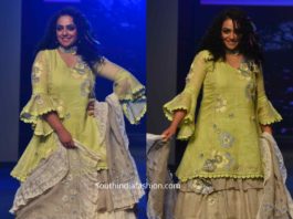 nitya menon sharara suit at lakme fashion week, kaveri