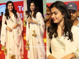 rashmika mandanna in white anarkali