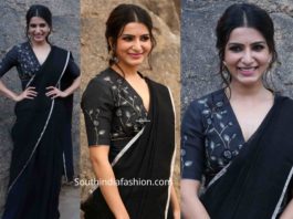 samantha akkineni in black saree at jaanu promotions