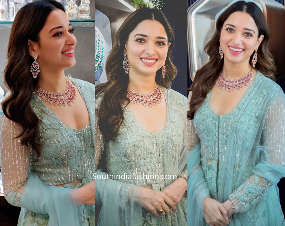 tamannaah bhatia in blue anarkali at malabar gold and diamonds launch (3)