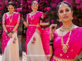 anchor anasuya paithani half saree