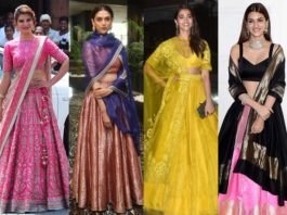 different lehenga dupatta draping styles