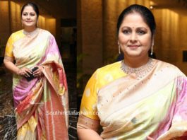 jayasudha in banarasi silk saree at her son nihar kapoor wedding reception (1)