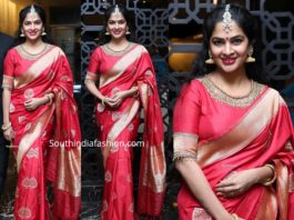 madhumitha shivabalaji in red banarasi saree at jayasudha son wedding reception