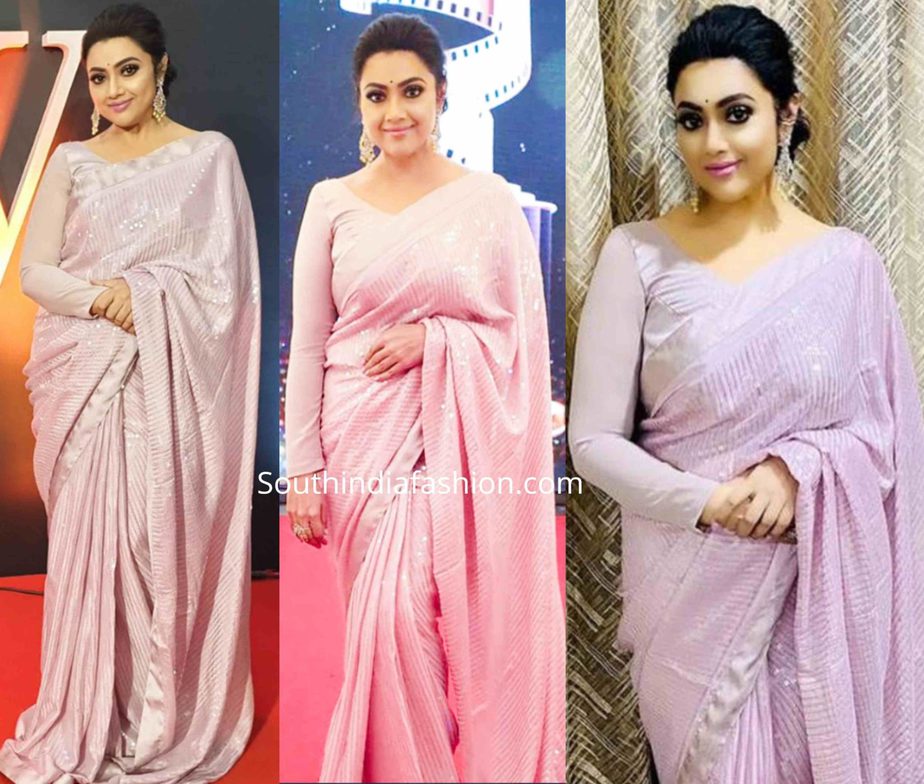 meena in pink sequin saree at jfw movie awards