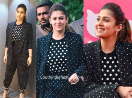 nayanthara black polka dot suit womens day event