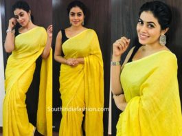 poorna yellow linen saree