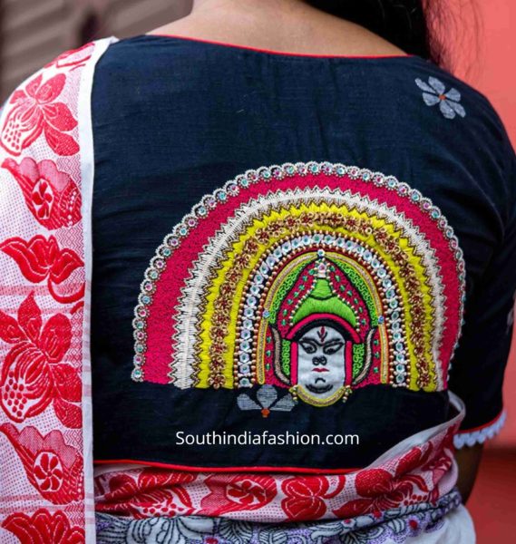 saree blouse with back embroidery