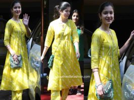 shanaya akpoor in casual yellow kurta set