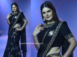 zareen khan vikram phadnis black saree at beti fashion show