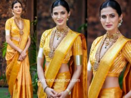 shilpa reddy yellow kanjeevaram pattu saree