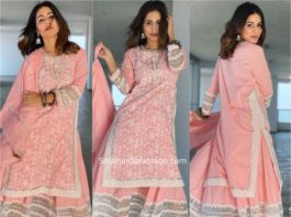 hina khan pink sharara suit eid